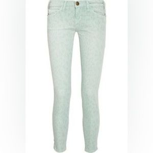 Current Elliot GUC mint leopard stiletto skinny jeans